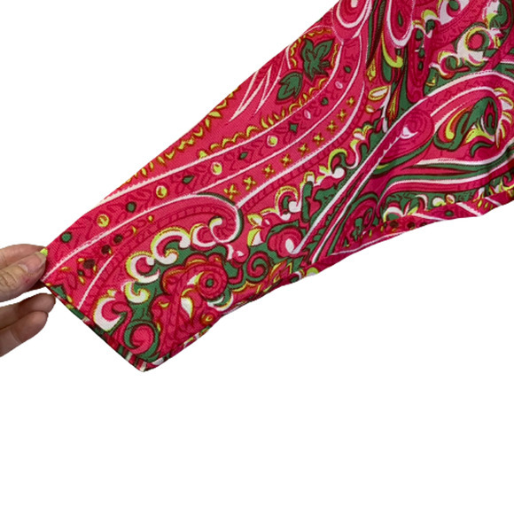 ROBERT ROSENFELD Vintage Red & Green Paisley Maxi Dress - Picture 6 of 16
